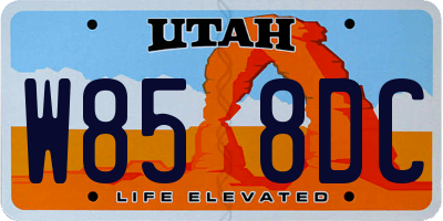 UT license plate W858DC