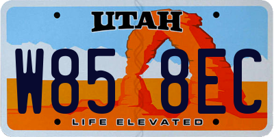 UT license plate W858EC