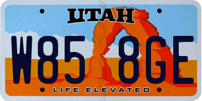 UT license plate W858GE