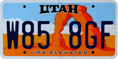 UT license plate W858GF