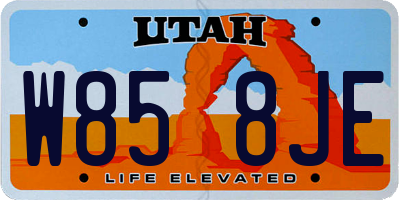 UT license plate W858JE