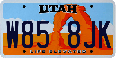 UT license plate W858JK