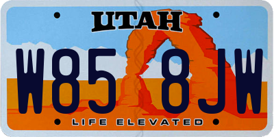 UT license plate W858JW