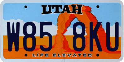 UT license plate W858KU