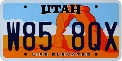 UT license plate W858QX