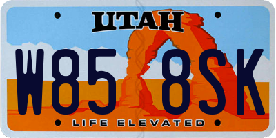 UT license plate W858SK