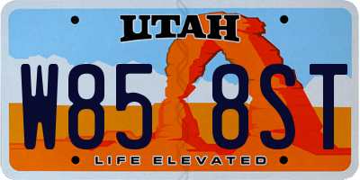 UT license plate W858ST