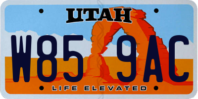 UT license plate W859AC