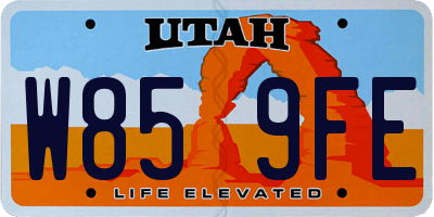 UT license plate W859FE