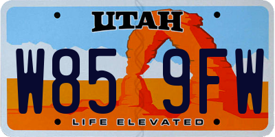 UT license plate W859FW
