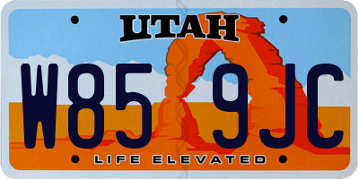 UT license plate W859JC