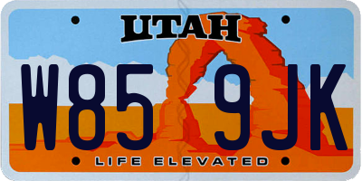 UT license plate W859JK