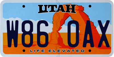 UT license plate W860AX
