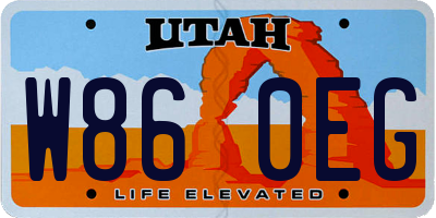 UT license plate W860EG