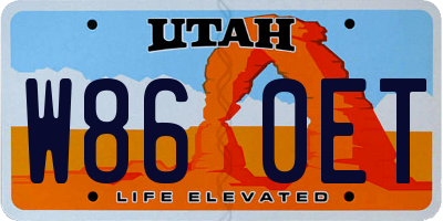 UT license plate W860ET