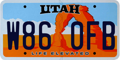 UT license plate W860FB