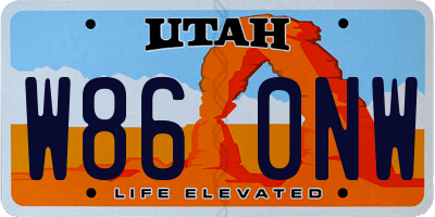UT license plate W860NW