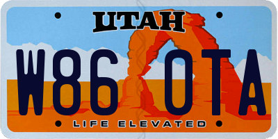 UT license plate W860TA
