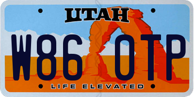 UT license plate W860TP