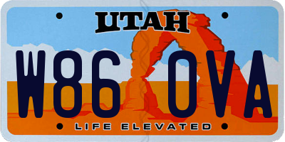 UT license plate W860VA