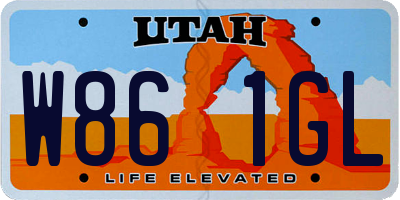 UT license plate W861GL