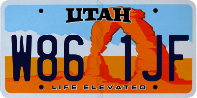 UT license plate W861JF