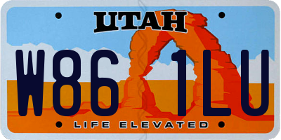 UT license plate W861LU