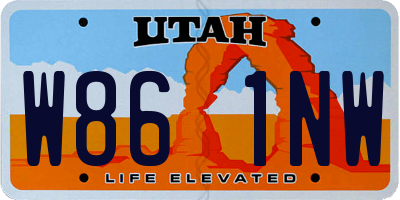 UT license plate W861NW
