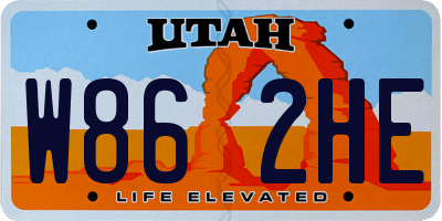 UT license plate W862HE
