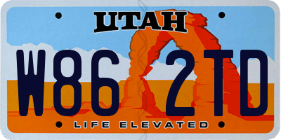 UT license plate W862TD