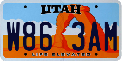UT license plate W863AM