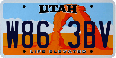 UT license plate W863BV