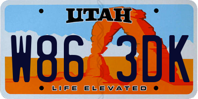 UT license plate W863DK