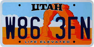 UT license plate W863FN
