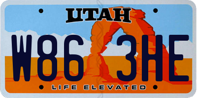 UT license plate W863HE