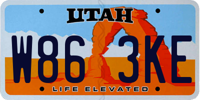 UT license plate W863KE