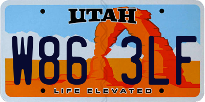 UT license plate W863LF