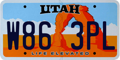 UT license plate W863PL