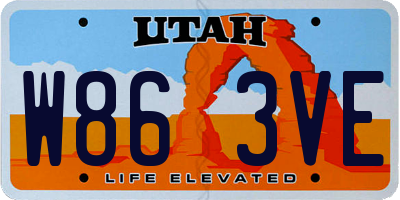 UT license plate W863VE