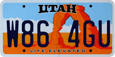 UT license plate W864GU