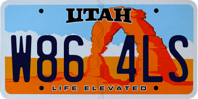 UT license plate W864LS