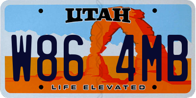 UT license plate W864MB