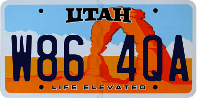 UT license plate W864QA