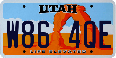 UT license plate W864QE