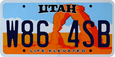 UT license plate W864SB