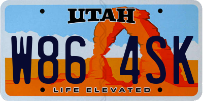 UT license plate W864SK