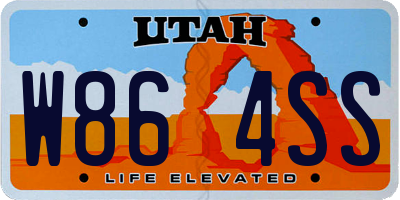 UT license plate W864SS