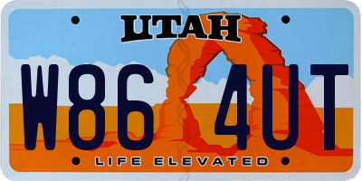 UT license plate W864UT