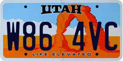 UT license plate W864VC