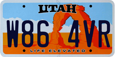 UT license plate W864VR